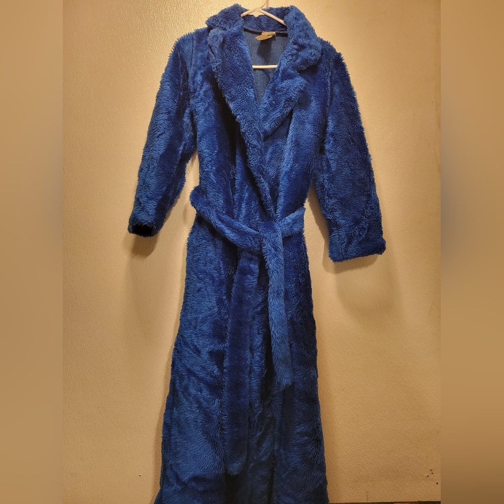 Unisex Vintage 1970’s fuzzy ALLEN Cookie Monster Belted Wrap Robe